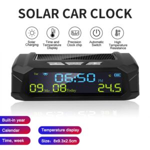 Kebidu TPMS Look Solar Car Digital Clock With LCD Time Date In-Car Temperature Display for Outdoor Personal Car Part Decoration