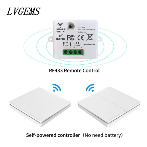 Wireless self-powered switch household 220V remote control Push button switch 1 way 2 way panel without battery Waterproof