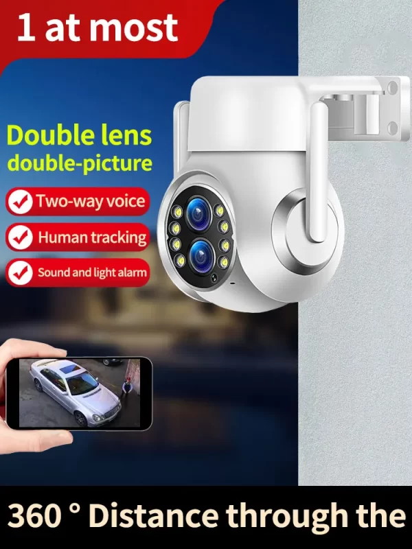 2MP 1080P TC108 390Eyes APP Dual Lens Full Color AI Humanoid PTZ IP Camera Motion Detection Home Security CCTV Baby Monitor